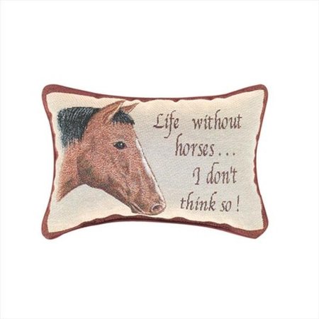 MANUAL WOODWORKERS & WEAVERS Manual Woodworkers and Weavers TWLWOH Life Without Horses Tapestry Pillow Jacquard Woven Fashionable Design 8.5 X 12.5 in. TWLWOH